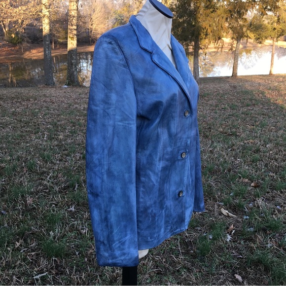 NDS Vera Pelle Womens Leather Jacket Distressed Vibe HOLIDAY POP OF COLOR… - Picture 2 of 9